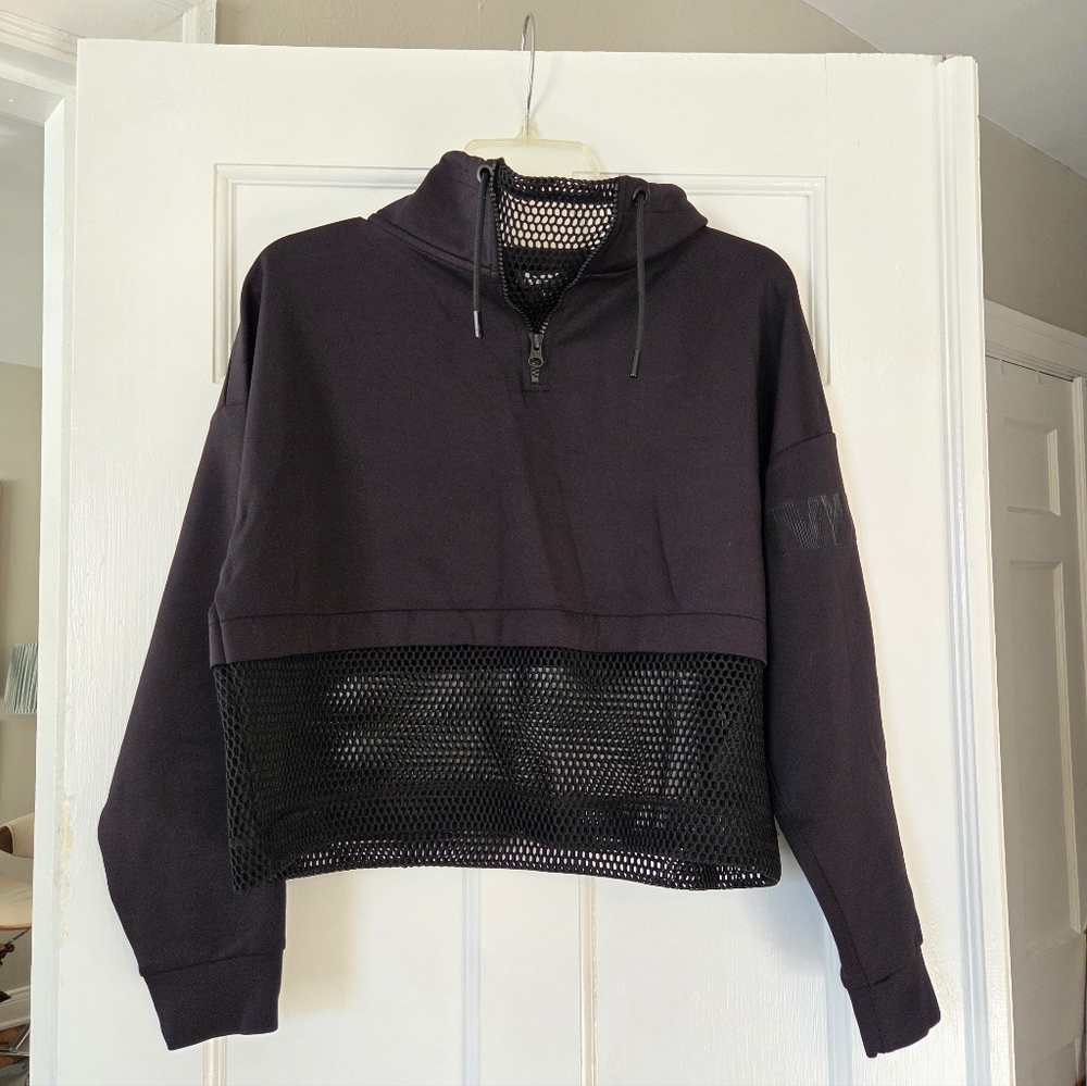Ivy Park Black Mesh Panel Women's Hoodie - Picture 2 of 10